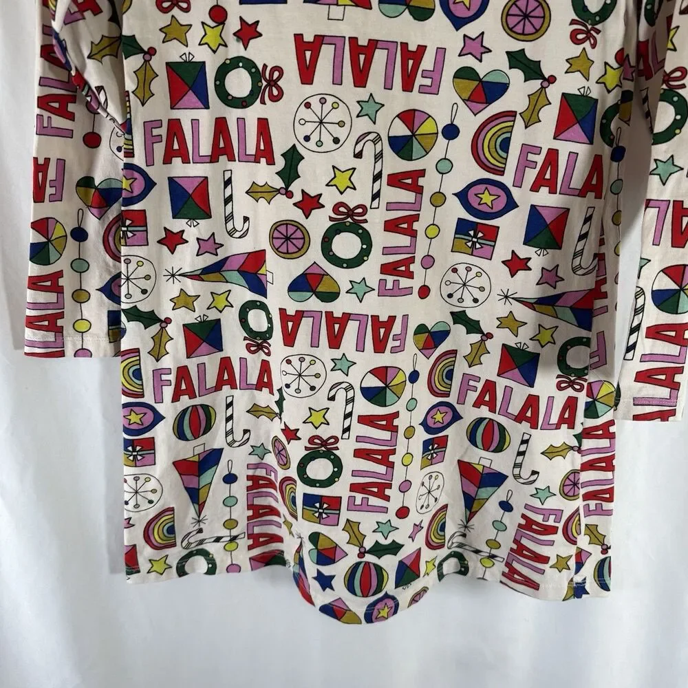 Hanna Andersson Christmas Dress Girls 10 Long Sleeve FaLaLa Round Neck
